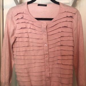 Pink Tartan Long sleeve button up sweater Size Medium NWOT
